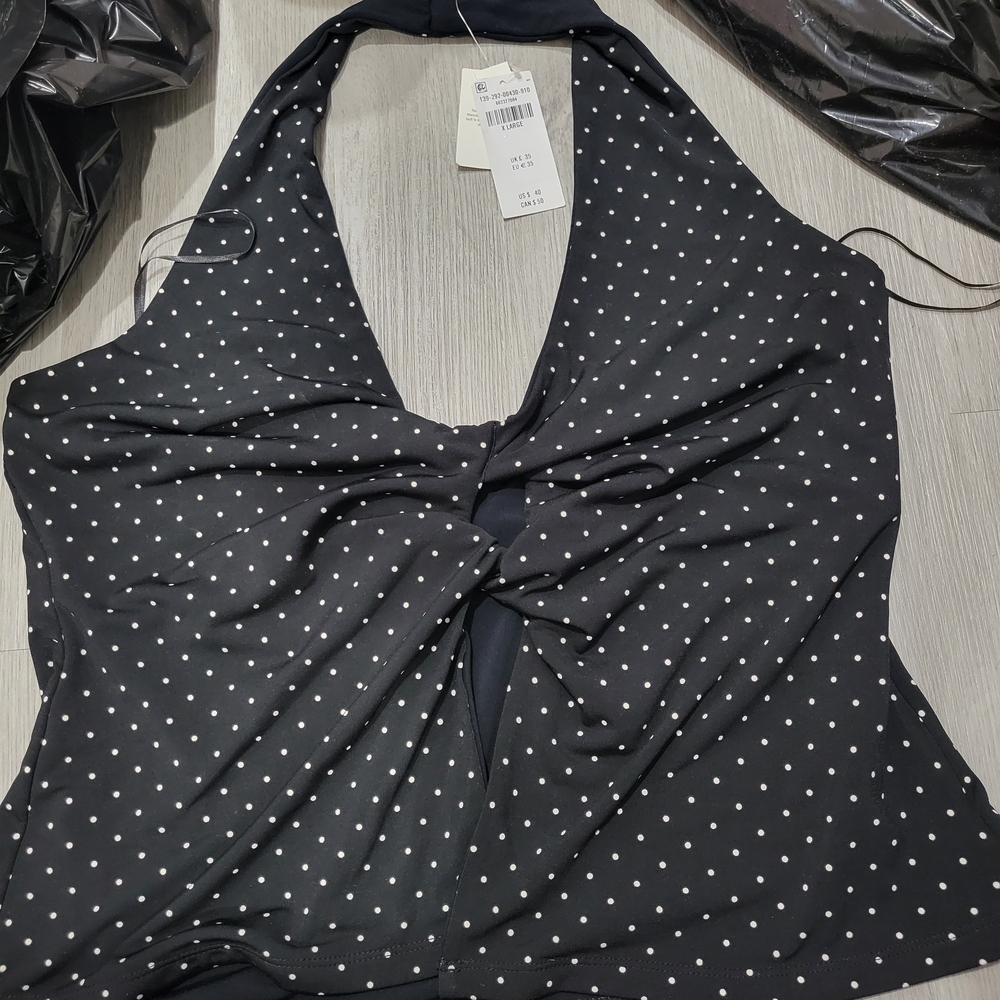 Abercrombie And Fitch Bra Free Collection Black Polka Dot Twist From Halter XL